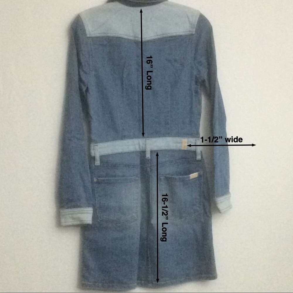 7FAM Patchwork Denim Dress Size Medium Blues - Picture 9 of 9
